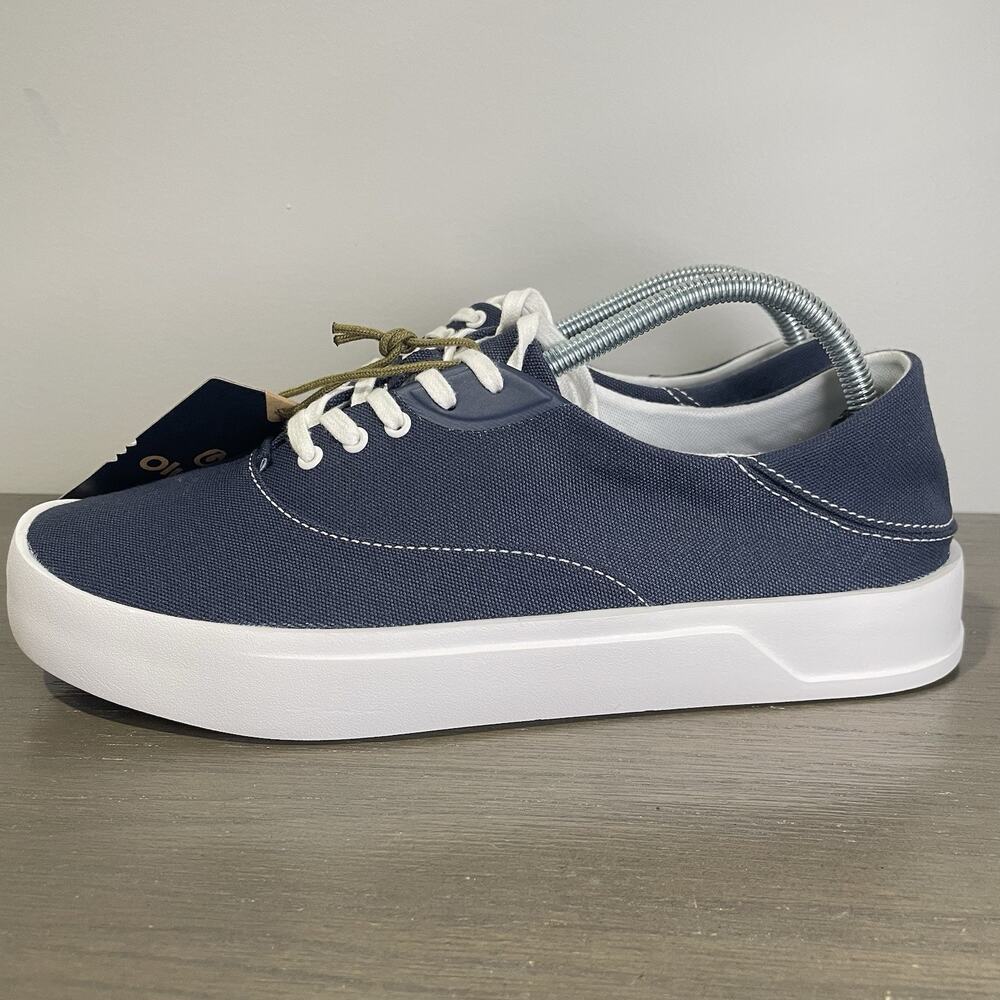 Olukai Mens Size 8.5 Shoes NEW Tradewind Mood Indigo Blue Canvas Sneaker